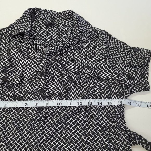 St Tropez West Dress Girls 14 Black/White Collared Button Tie Front Pocket Dress - Picture 8 of 10